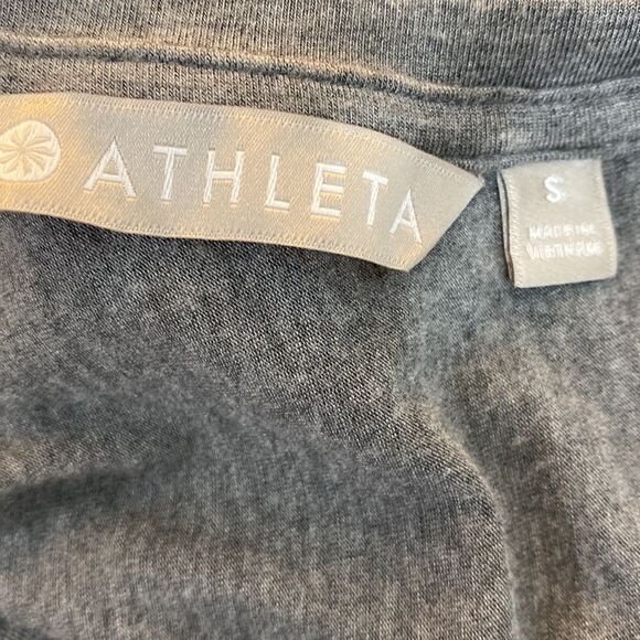 Athleta Draped Heather Gray Short Sleeves Midi Dress - Picture 4 of 8